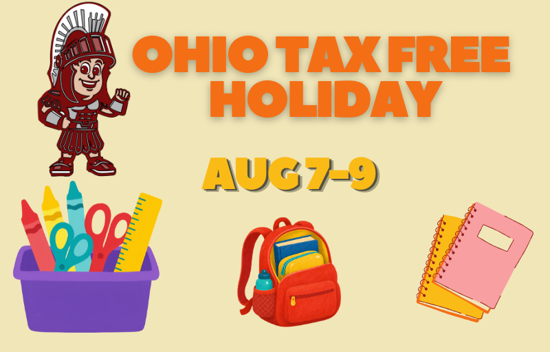 OH Tax Free Holiday Aug. 7-9 with school supplies and sparty