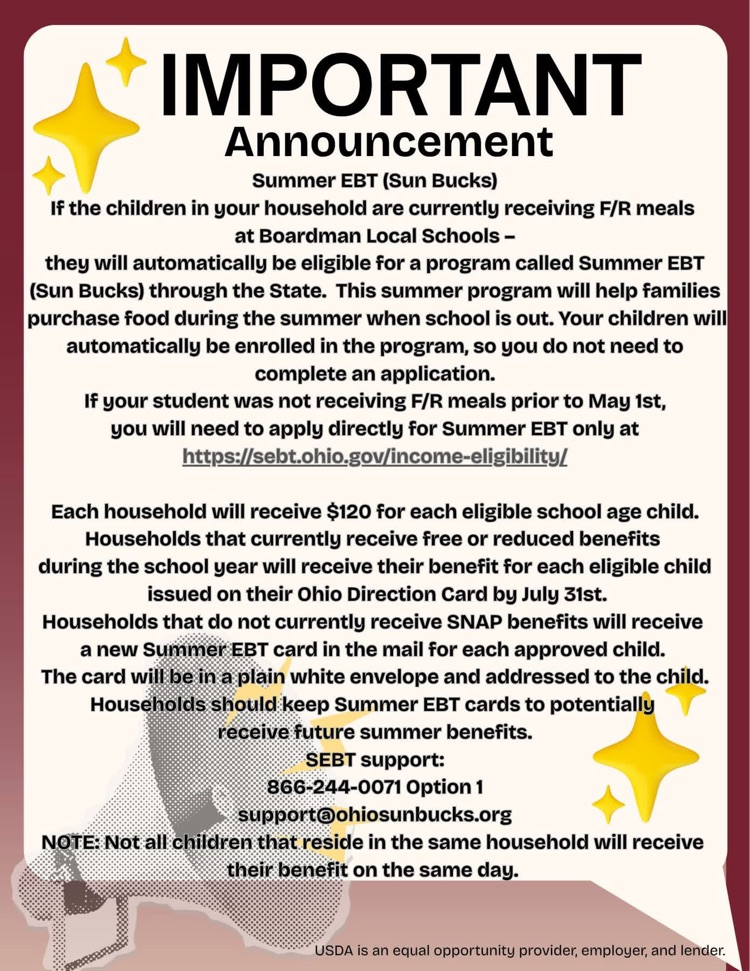 poster on summer food benefits for students on free and reduced lunch 