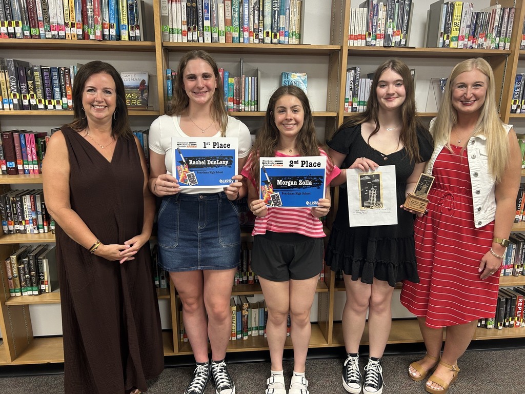 Blackout Poetry Contest Winners with their certificates and english teachers