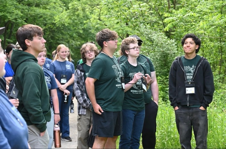 students working in the field