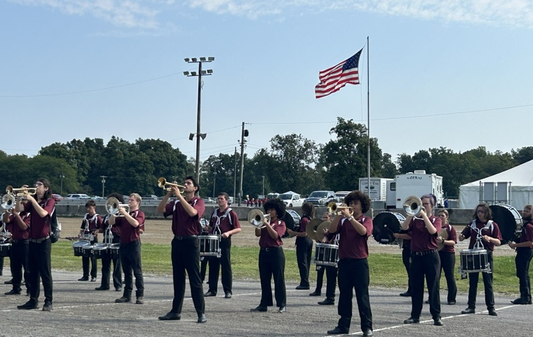 band playing with American flag 
