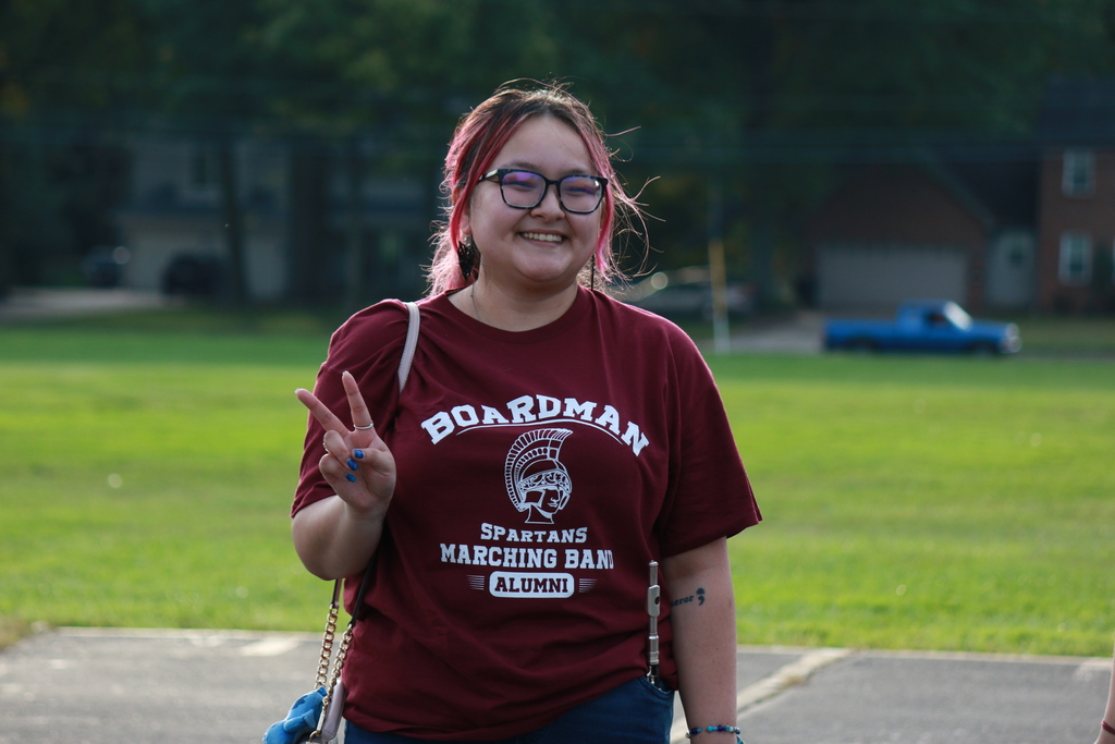 girl with boardman spartans marching band alumni shirt