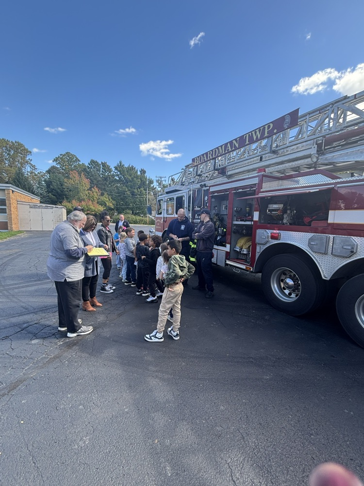 Outside learning about the Fire Truck 