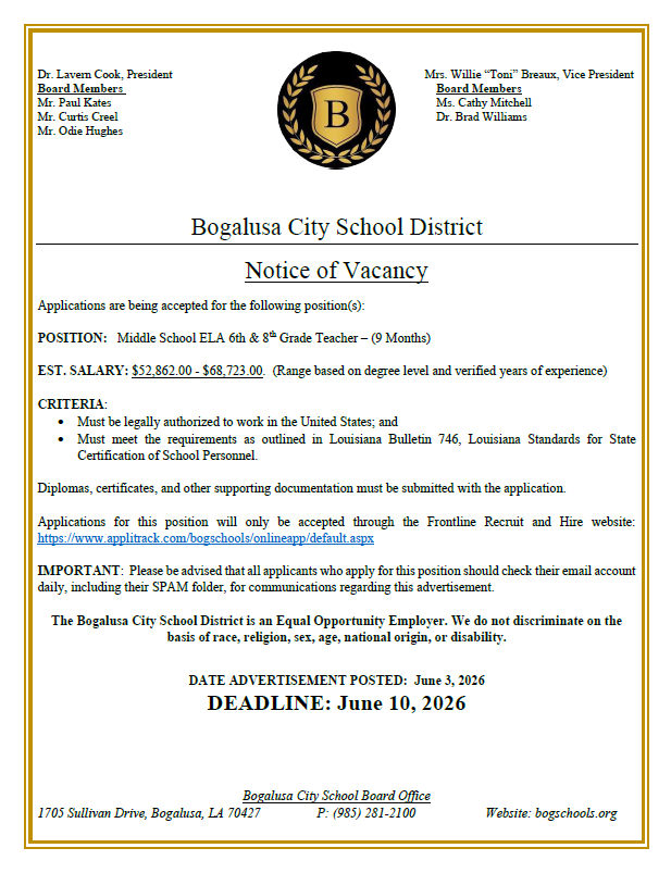 6-8 ELA Job Opening