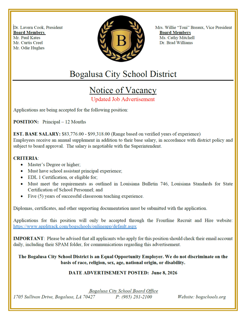 Principal Job Opening