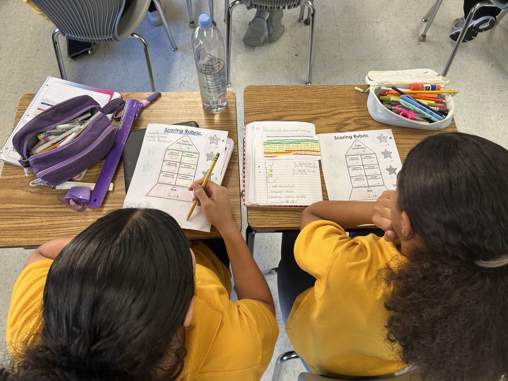 Over the past two weeks in 7th grade ELA, students have learned all about POWER cycles. This is the acronym we use for the writing process: Plan, Organize, Write, Edit, Revise. Pictured below are student partnerships examining student writing samples. They had to score the written piece using a rubric and provide revision and editing goals based on specific criteria.