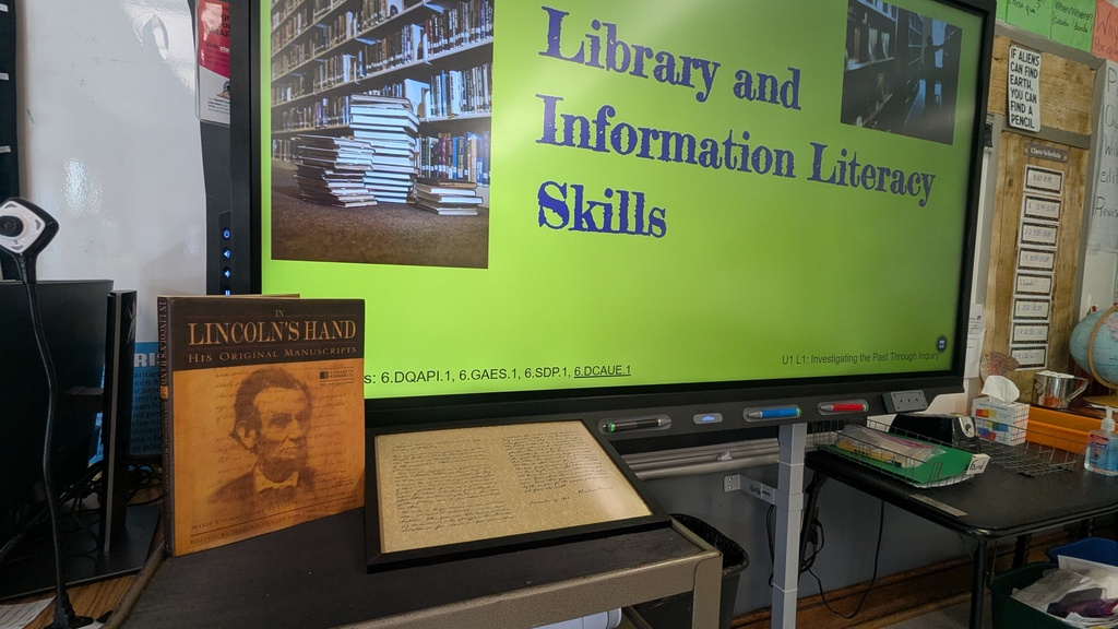 6th Graders are learning about Library and Informational Literacy Skills. These skills and practices will help them in the future when researching projects in and out of the classroom.