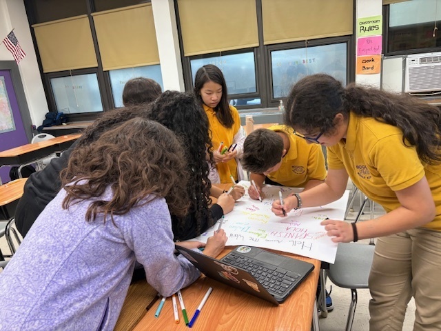 Multicultural club members created " Hello Across the World" Posters to celebrate  October asd Global Diversty Month. They included close to 100 ways to say Hello!