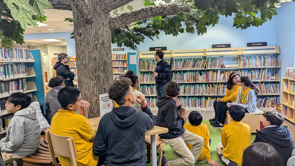 Sixth graders visited the Bogota Library today. They learned more about the library and all the services and programs it has to offer