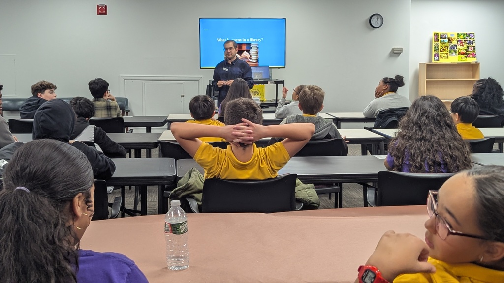 Sixth graders visited the Bogota Library today. They learned more about the library and all the services and programs it has to offer