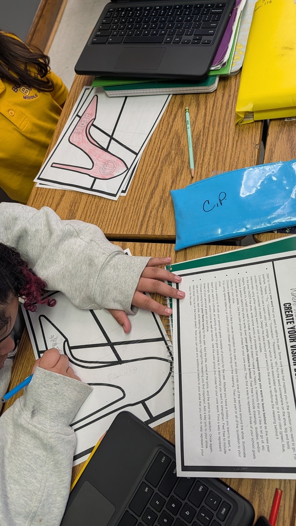 The 6th graders worked on Vision Boards in class this week. Their vision. Boards have goals and hopes for the New Year in and out of school.  