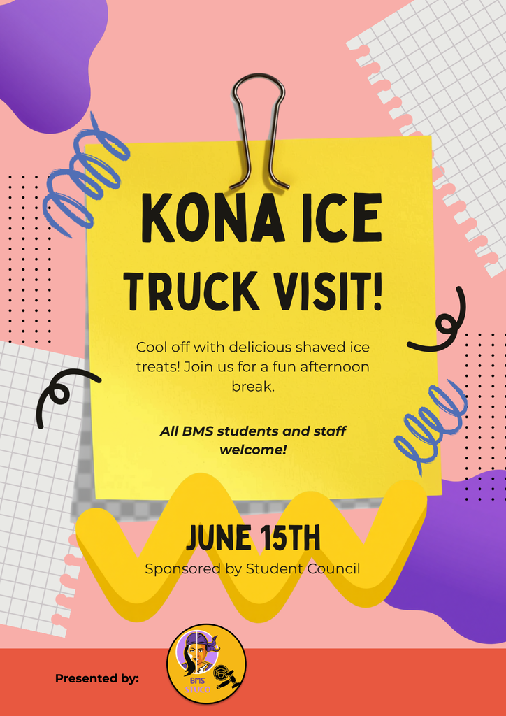 MONDAY!! GET READY FOR SOME DELICIOUS KONA ICE!! SPONSORED BY OUR AMAZING STUDENT COUNCIL!!!