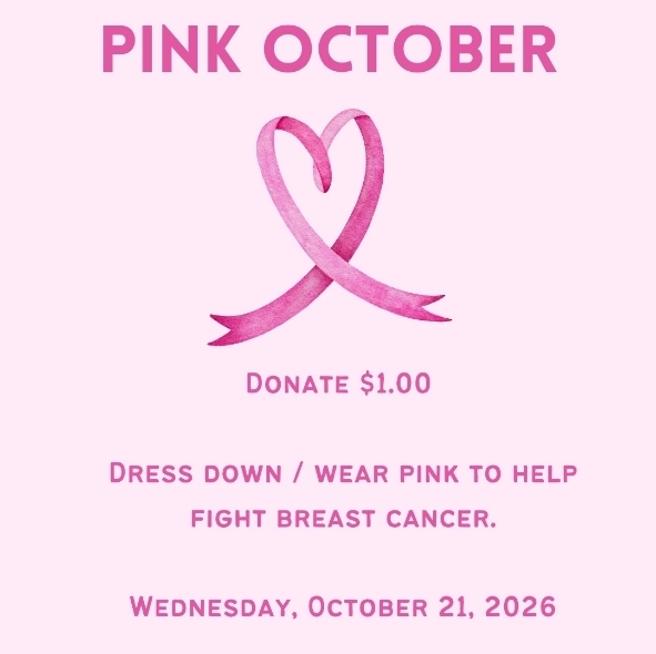 Bixby Families...Save the date for our Breast Cancer Fundraiser Dress Down