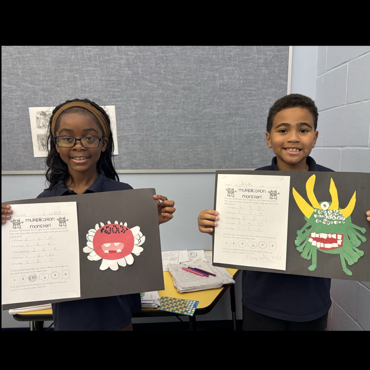Our third graders got creative in math by making multiplication monsters!