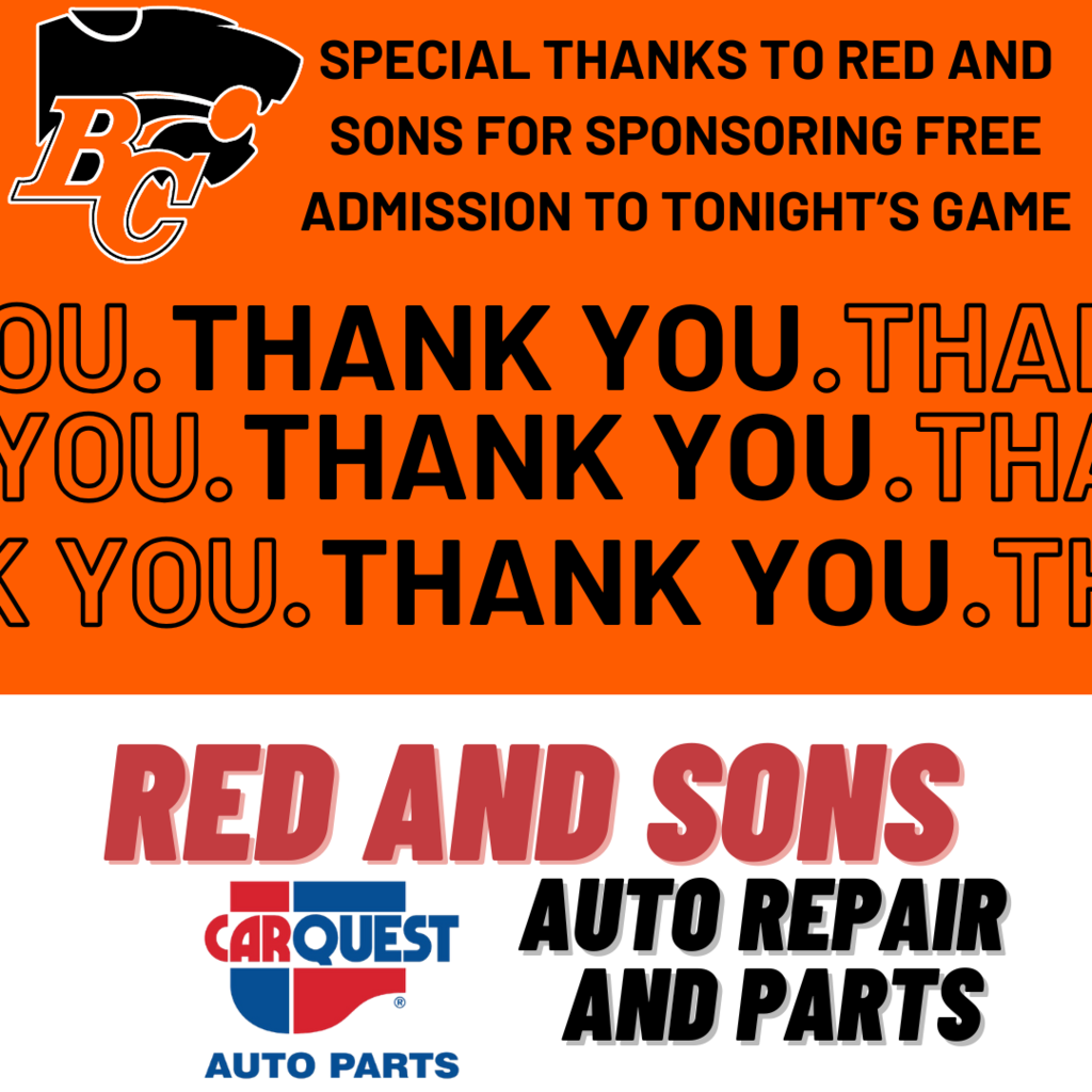 free admission tonight from red & sons auto repair and parts