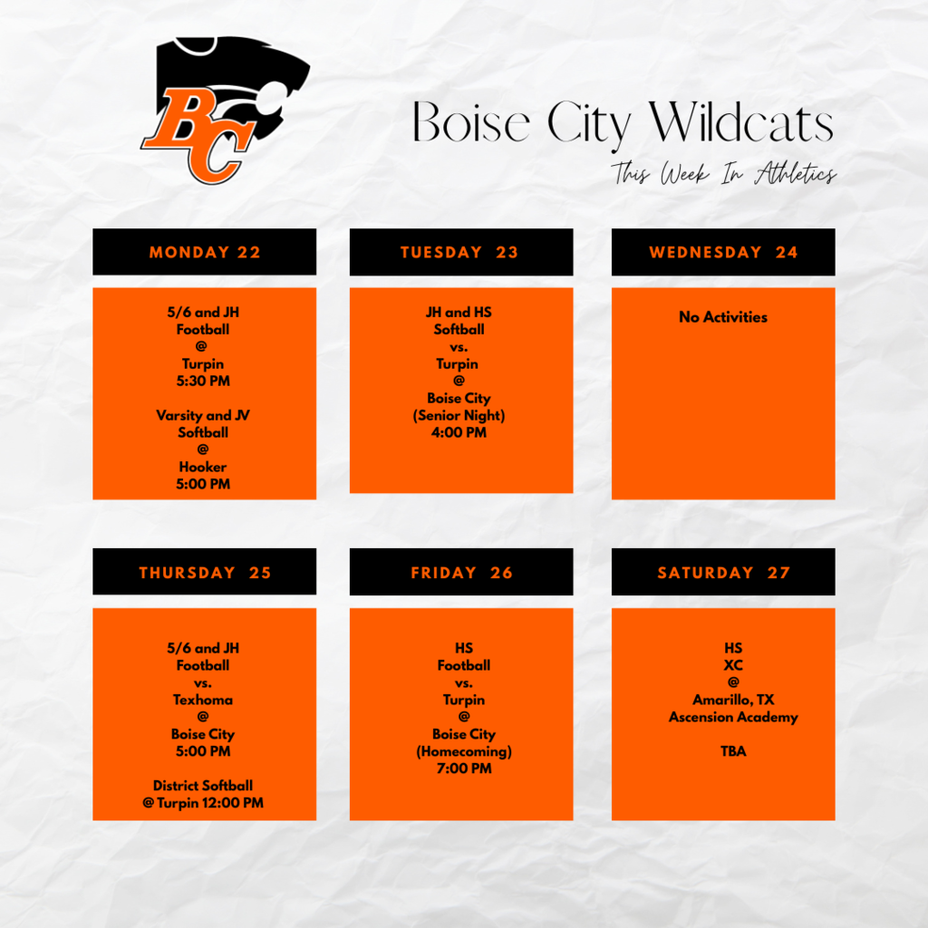 This Week In Boise City Athletics Sept. 22-26