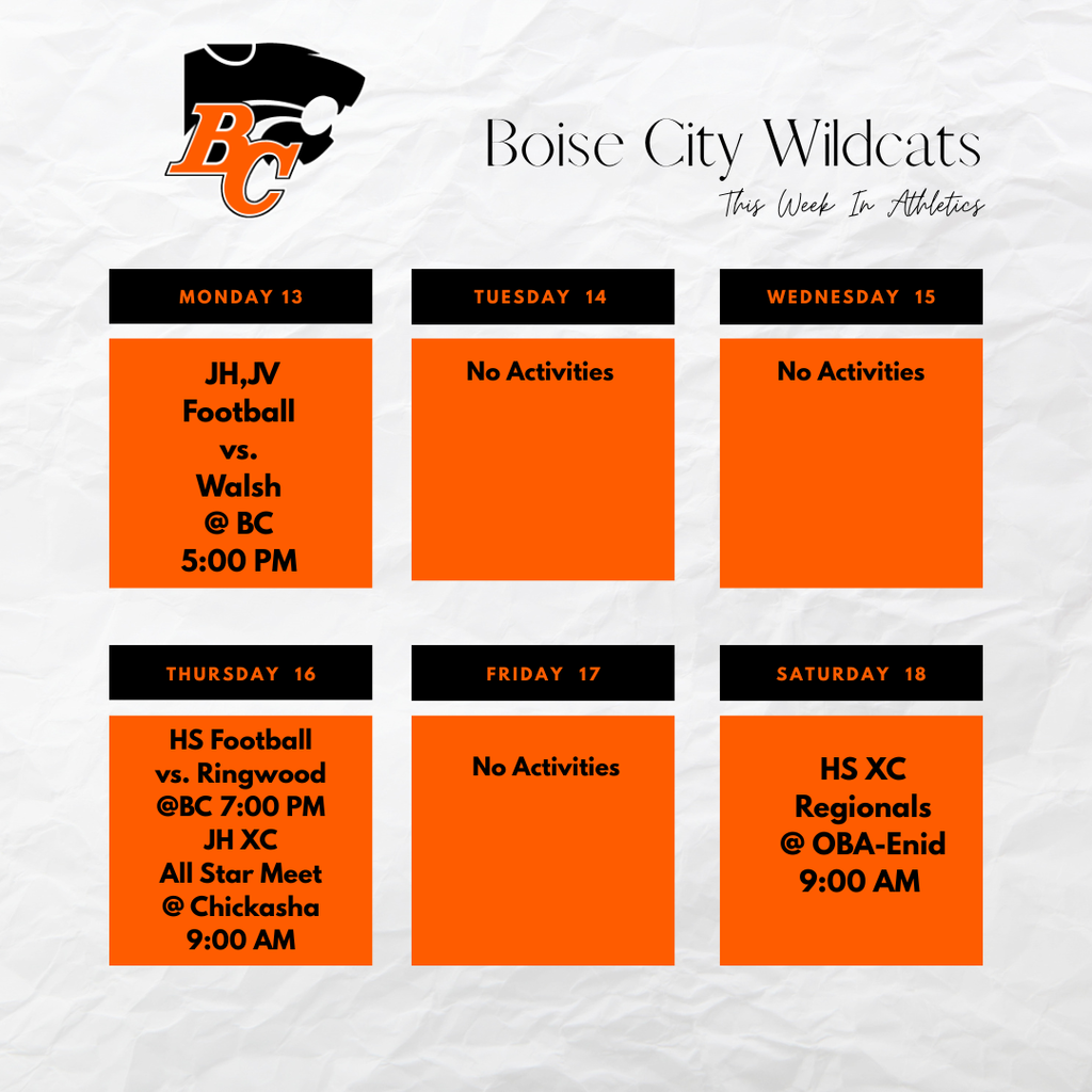 This Week In Boise City Athletics Oct. 13-18