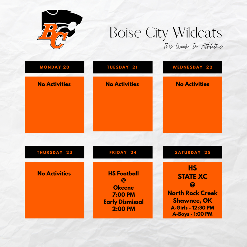 This Week In Boise City Athletics Oct. 20-25