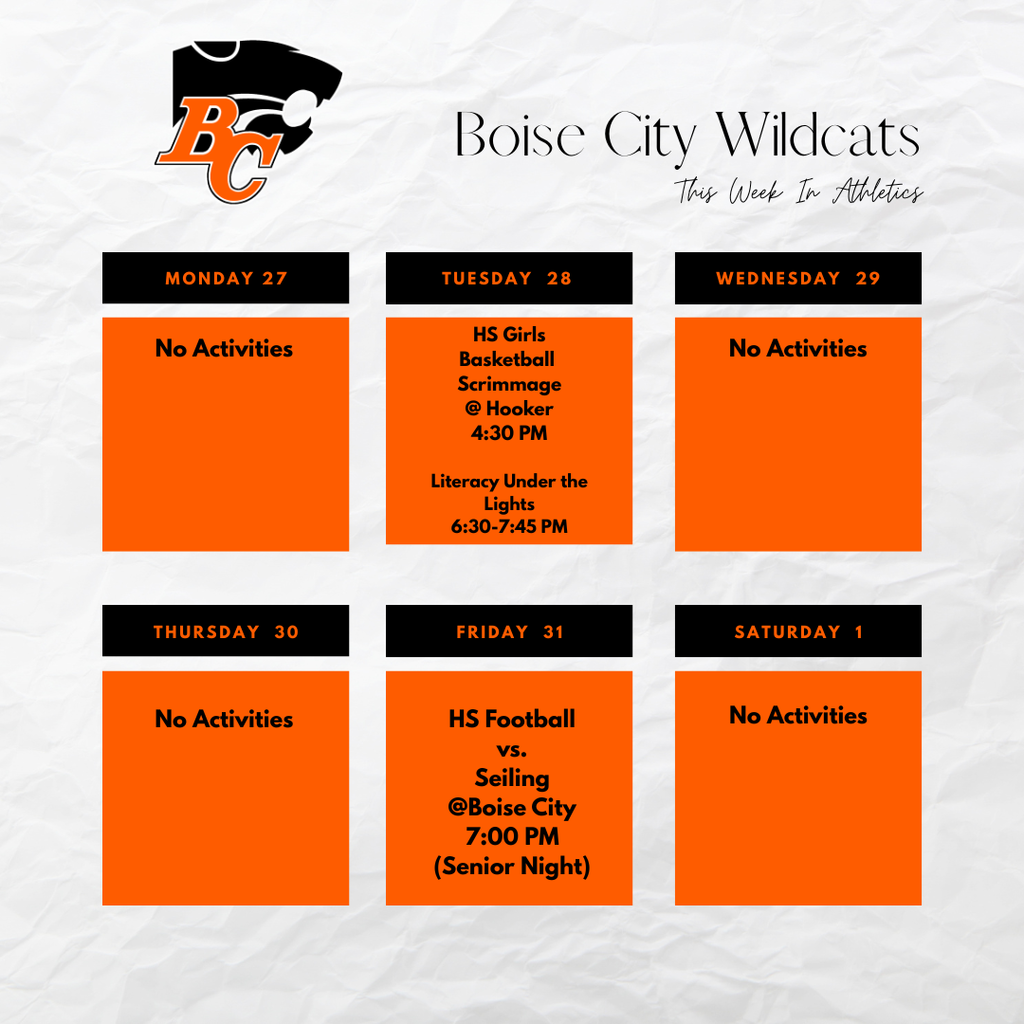 This Week In Boise City Athletics Oct. 27-Nov. 1