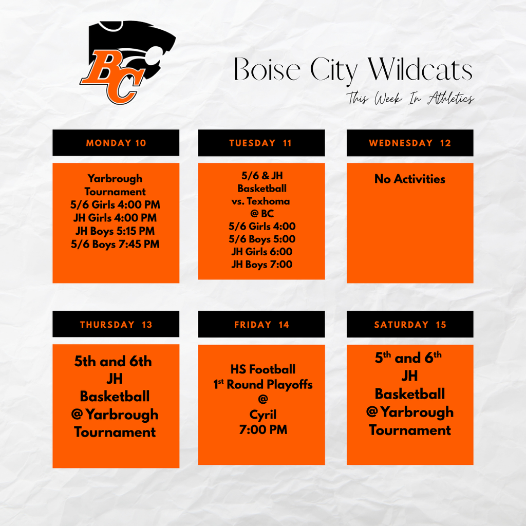 This Week In Boise City Athletics Nov. 10-15