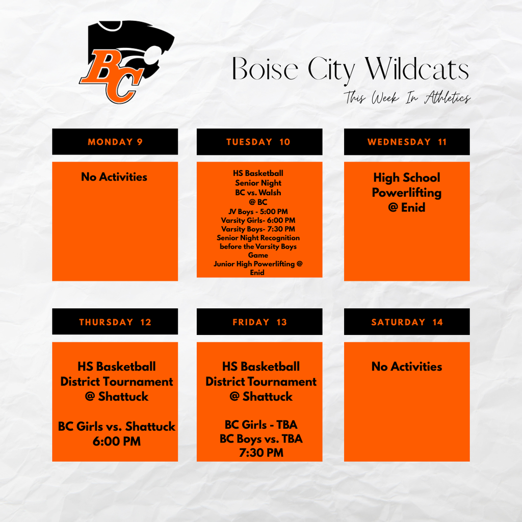 This Week In Boise City Athletics Feb. 9-14