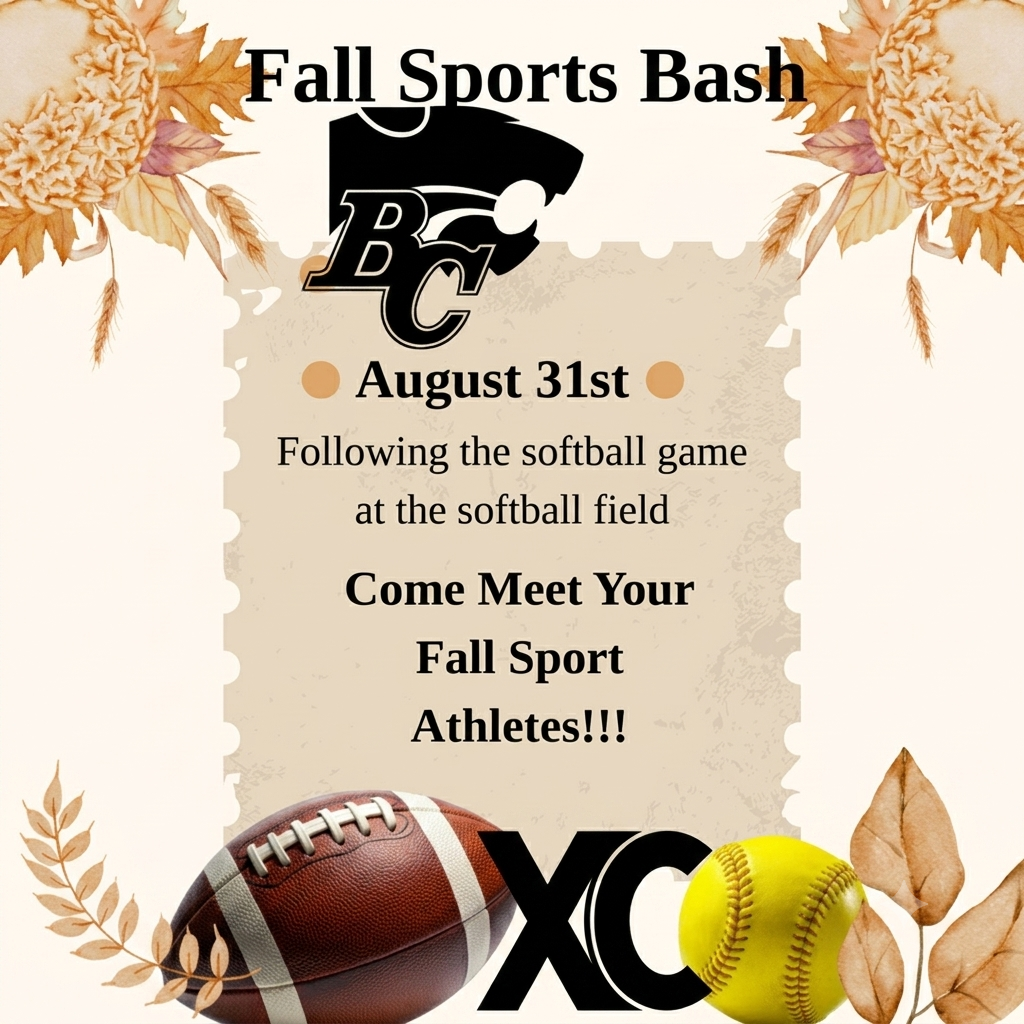 fall sports bash august 31st after the softball game at the softball field