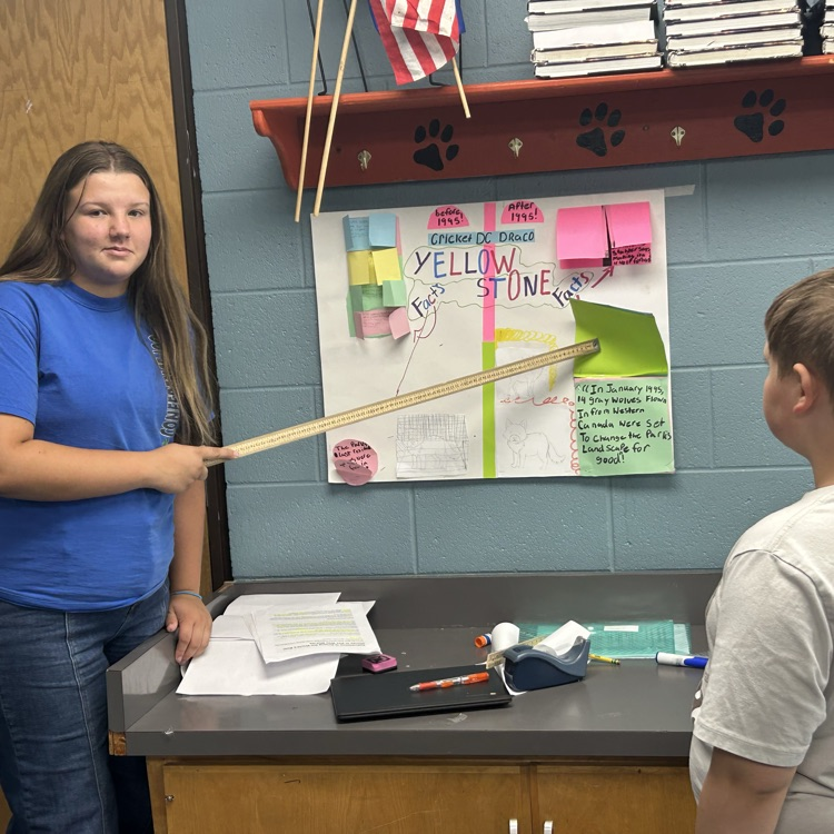 The 6th and 7th graders gave a presentation over the ecosystem in Yellowstone and how it affects the region today.