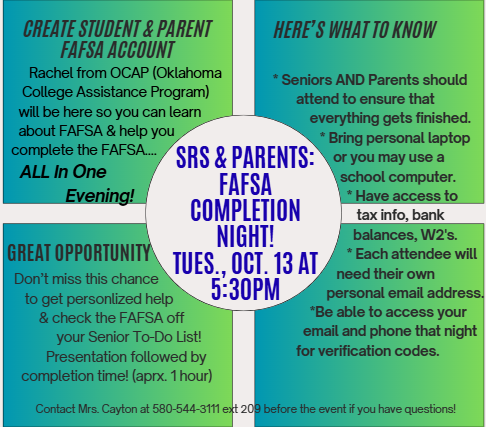 FAFSA info for Seniors and Parents!