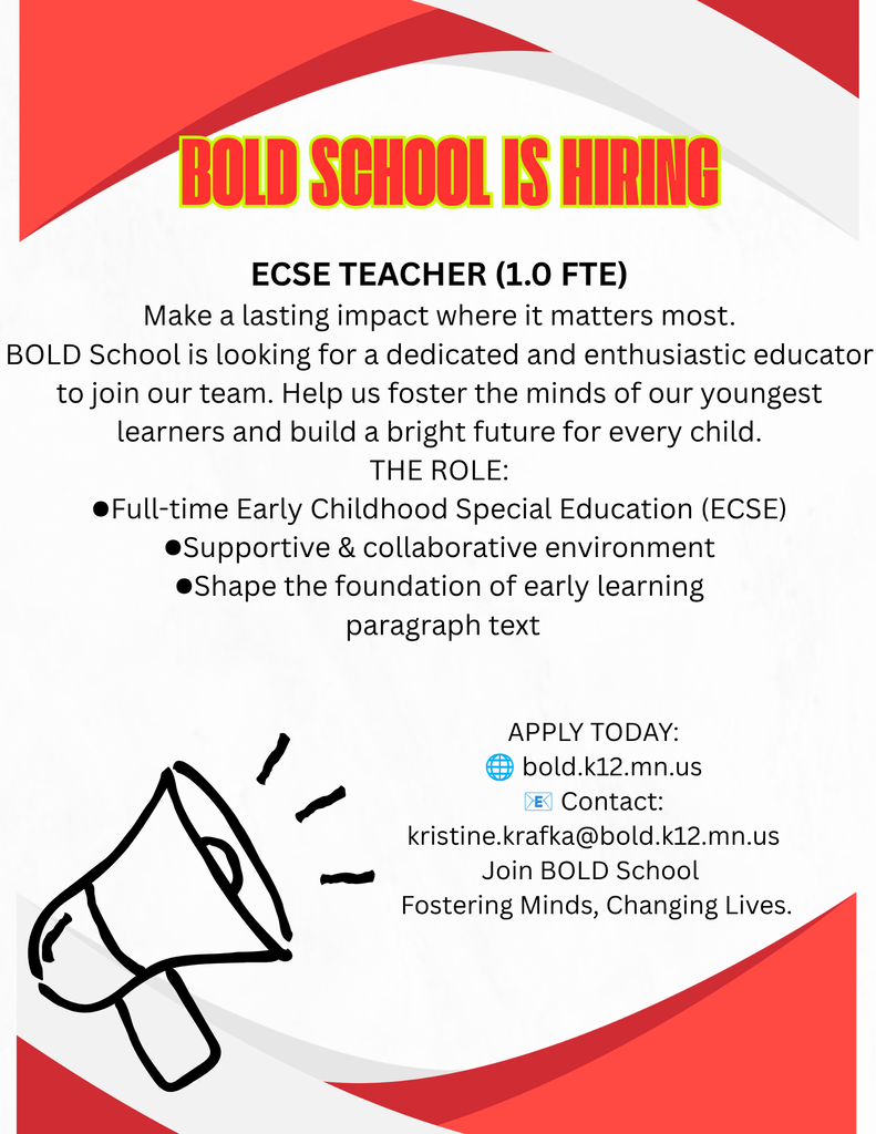 BOLD School is Hiring