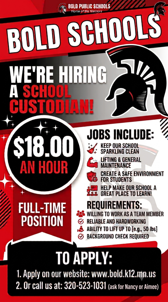 Bold School Custodial Hiring