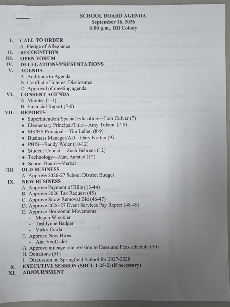 School Board Agenda