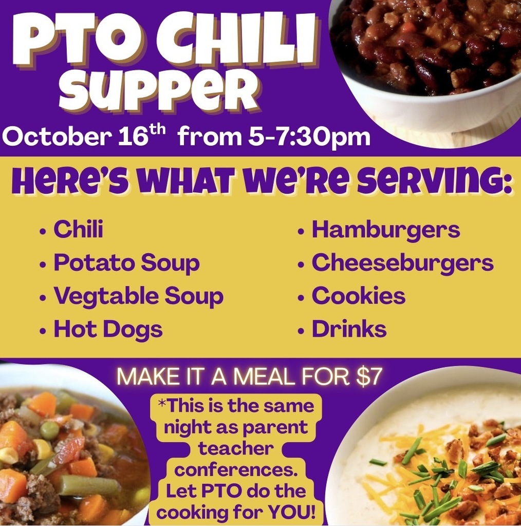 PTO Chili Supper Menu