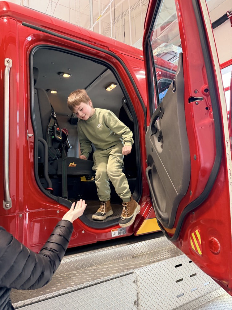 students at fire station