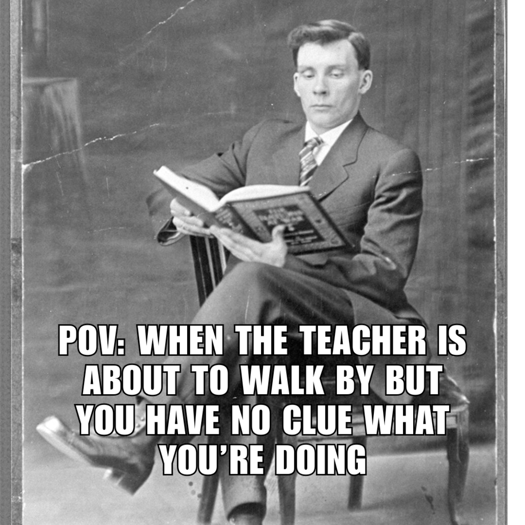 Meme of man reading book