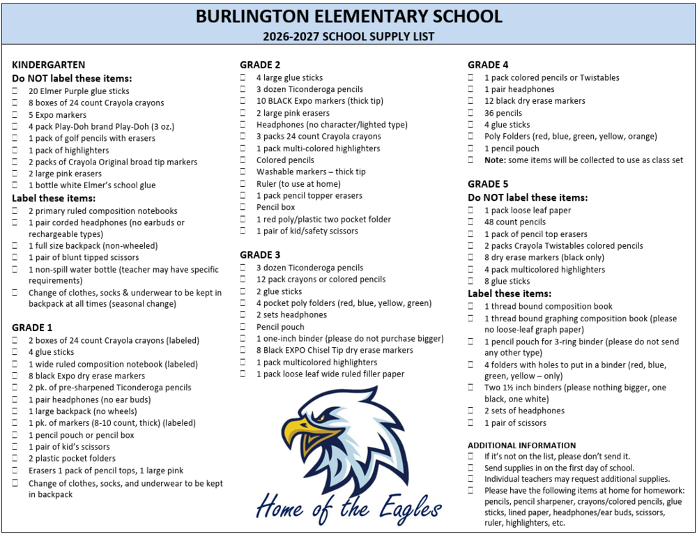 School Supply List