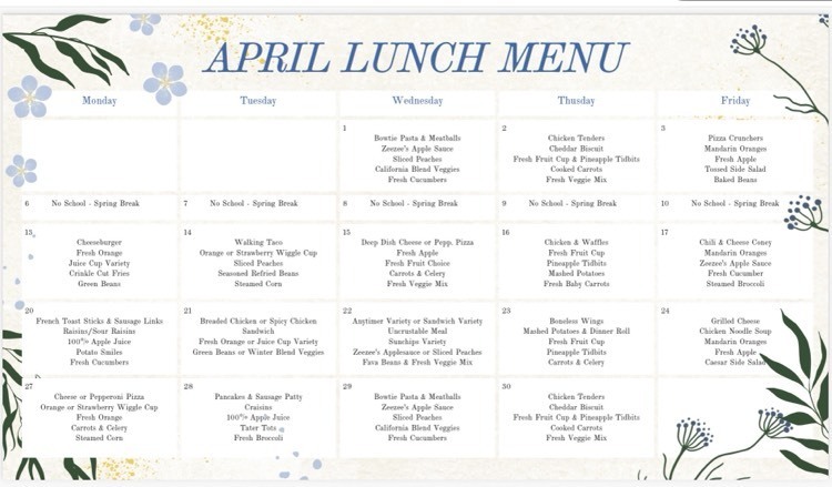 April menu