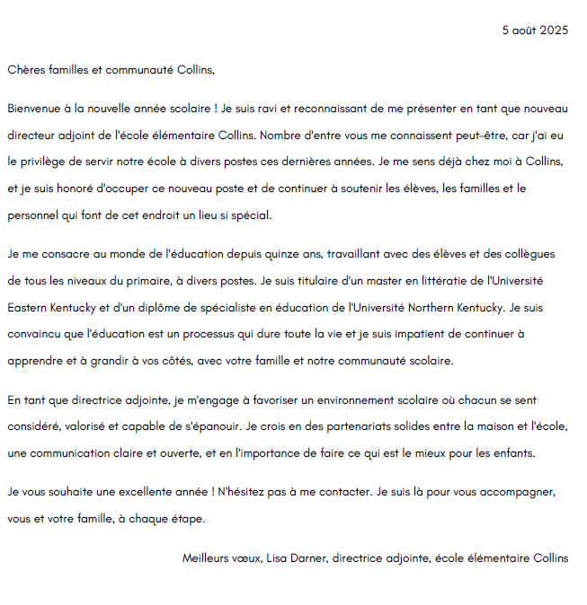 letter in french