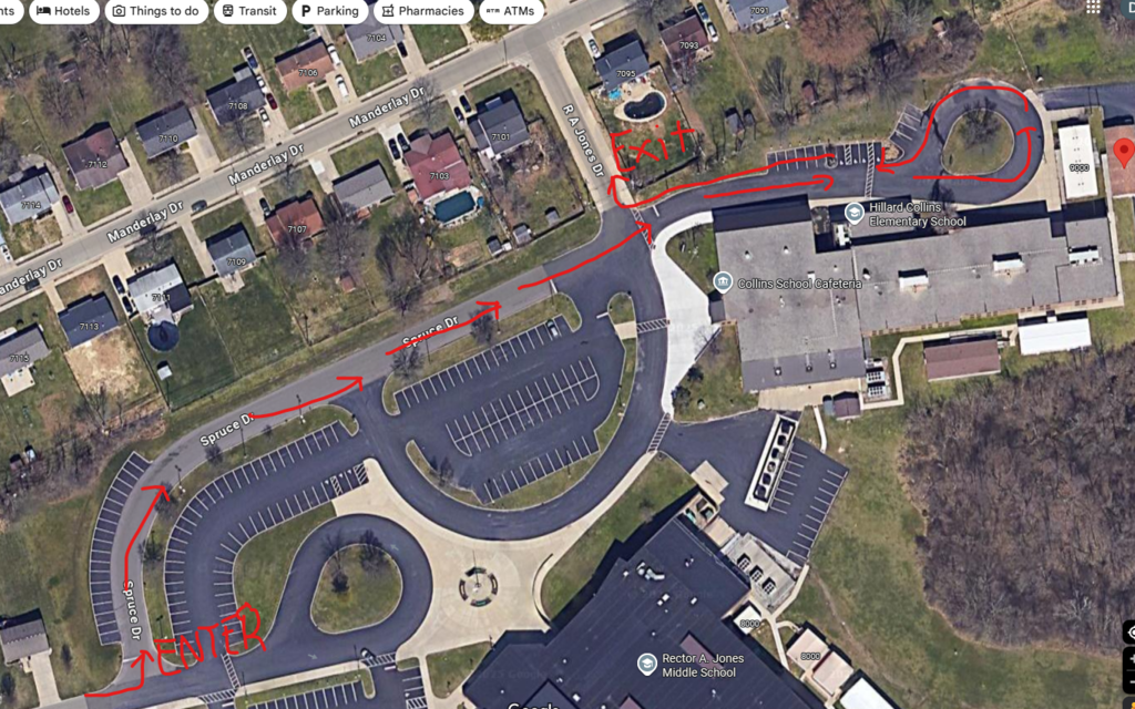 Traffic map for arrival and dismissal
