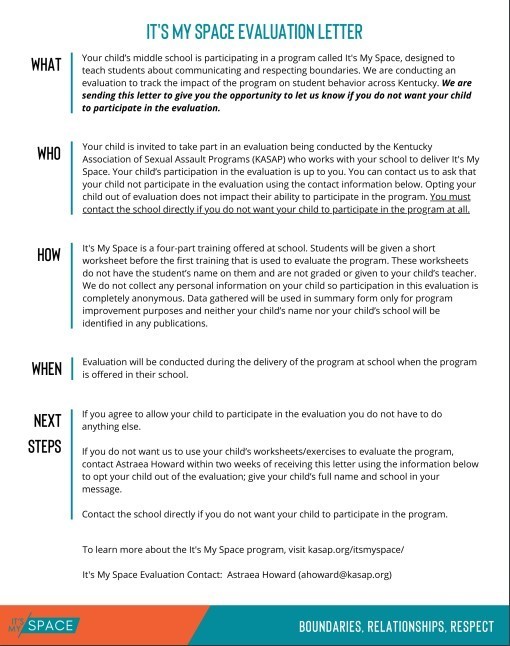 Information about the My Space Lessons