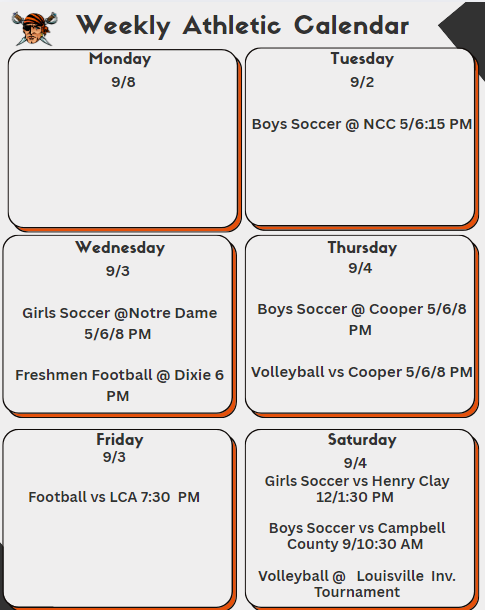 Athletic Calendar 9/8/25