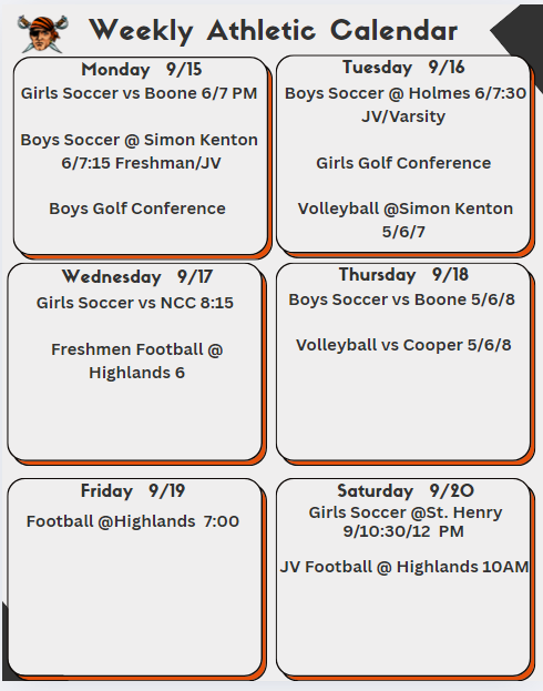 Athletic Calendar 9/15/25
