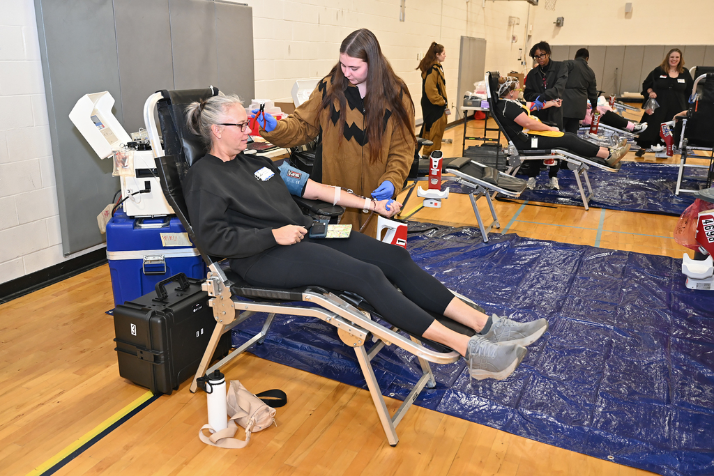 people at a blood drive
