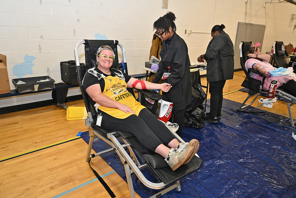 people at a blood drive