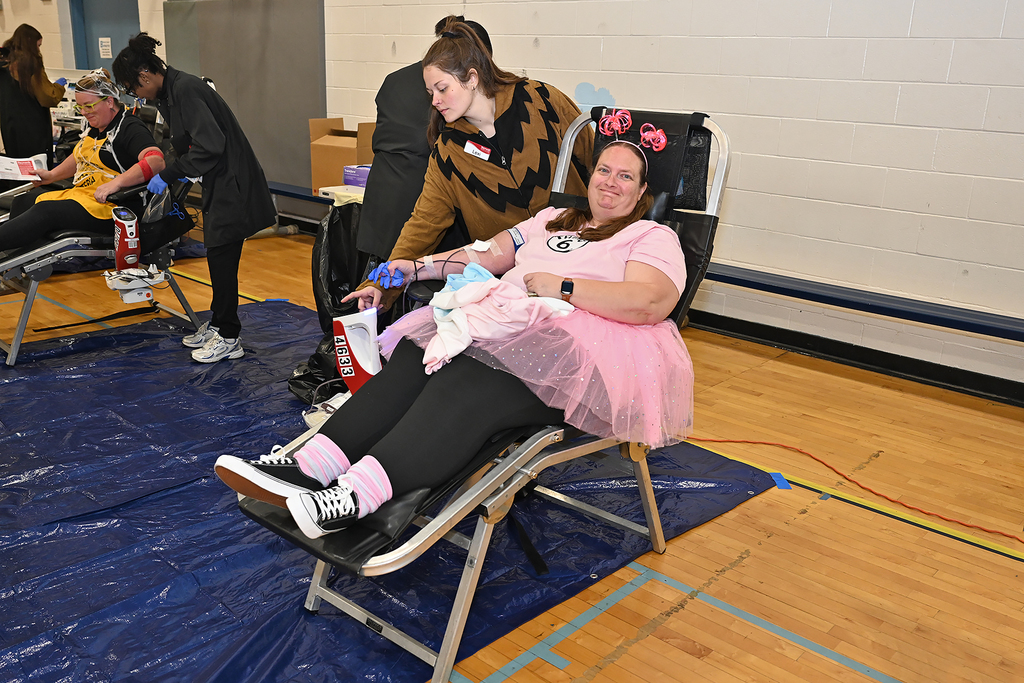 people at a blood drive