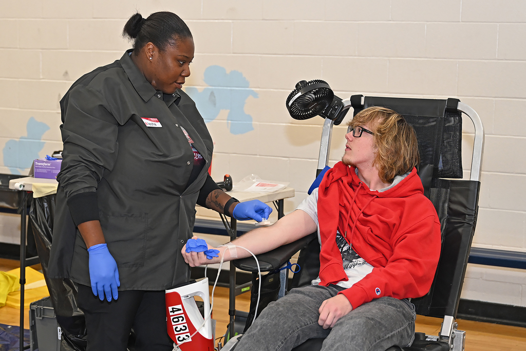 people at a blood drive