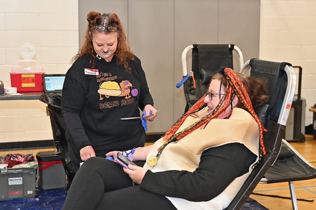 people at a blood drive