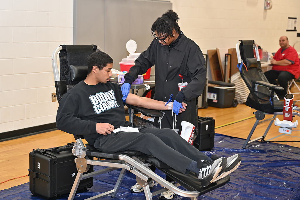 people at a blood drive