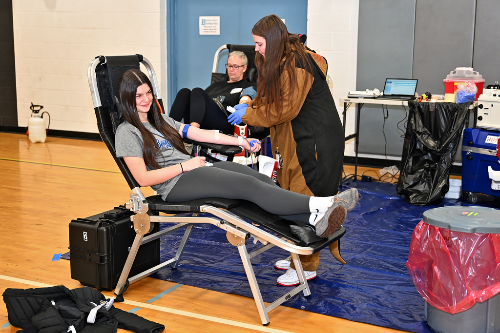 people at a blood drive