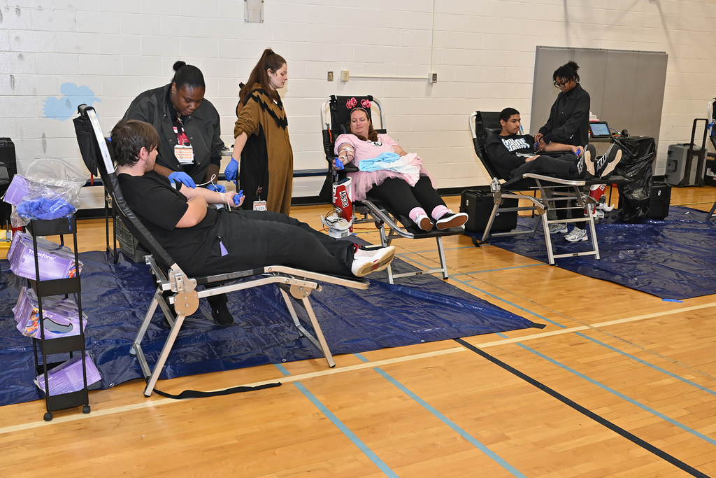 people at a blood drive