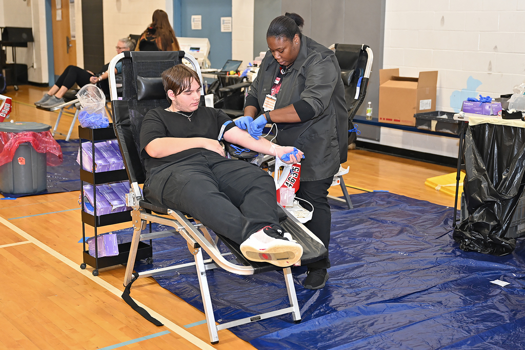 people at a blood drive